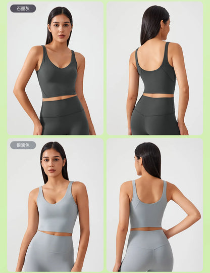 Sports Bra For Women - Breathable Yoga Crop Top With Fixed Chest Pad & U-Shaped Back