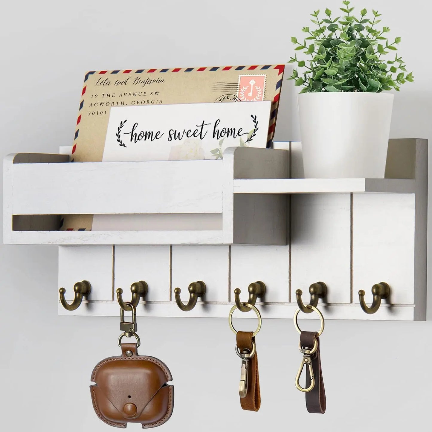 Wooden wall mounted envelope holder, bedroom, study room, key hook, solid wood wall, miscellaneous sorting and storage rack