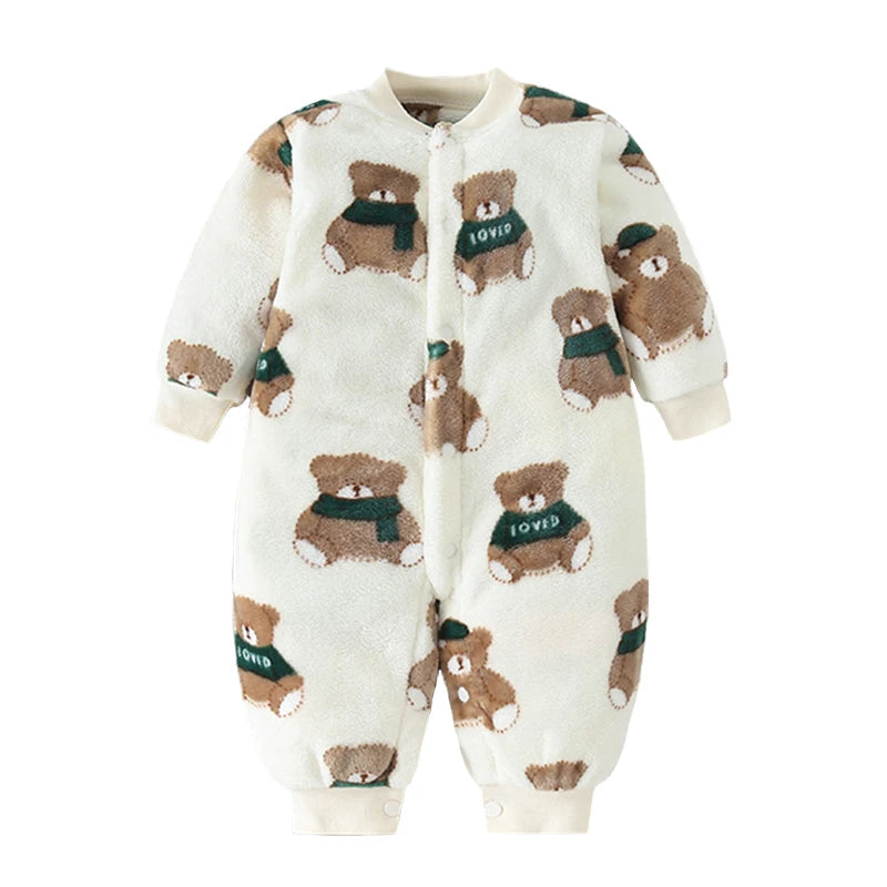 Baby Romper - Soft Flannel Infant Jumpsuit With Elastic Cuffs | Newborn Clothes
