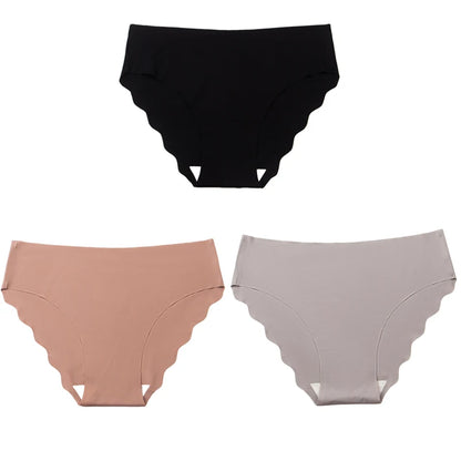 3pcs Women's Seamless Ice Silk Panties Female Mid Waist Plus Size Leopard Print Underwear Girls Fashion Brief Lady Comfort Panty