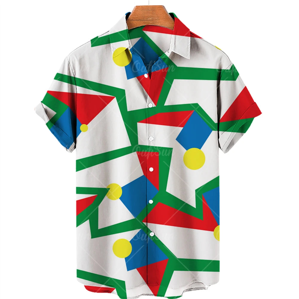 2022 3d Graffiti Oil Painting Printed Shirt Men Fashion Streetwear Hawaiian Beach Casual Lapel Plus Size 2022