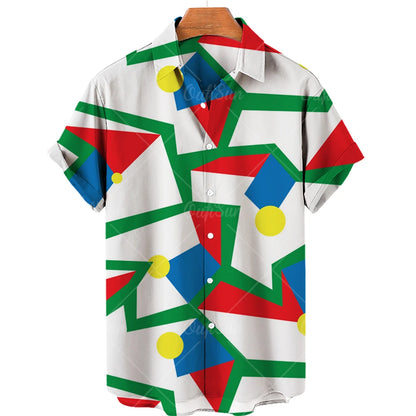 2022 3d Graffiti Oil Painting Printed Shirt Men Fashion Streetwear Hawaiian Beach Casual Lapel Plus Size 2022