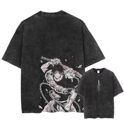 Jujutsu Kaisen T Shirt Men Women Tshirt Gojo Satoru Washed Cotton T-shirt Clothing Summer Short Sleeve Oversized Tees Streetwear