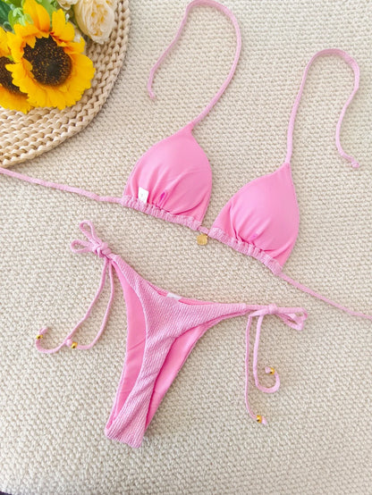2026 Solid Color Bikini Women Sexy Strap Split Shell Suit Swimsuit Women