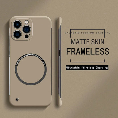 Frameless Magnetic For Magsafe Ultra Slim Case For iPhone 17 Air 16E 16 15 14 13 12 Pro Max Plus Mini Hard PC Matte Back Cover