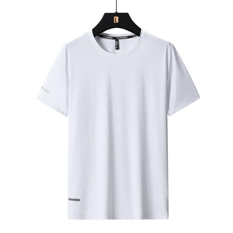 Men's Ice-Silk T-Shirt – Breathable Plus-Size Tee (up to 8XL)