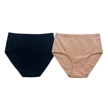 2Pcs/Set Women High Waist Cotton Panties Soft Stretch Tummy Control Ladies Rib Knit Underwear Sexy Lingerie Comfort Briefs S-XXL