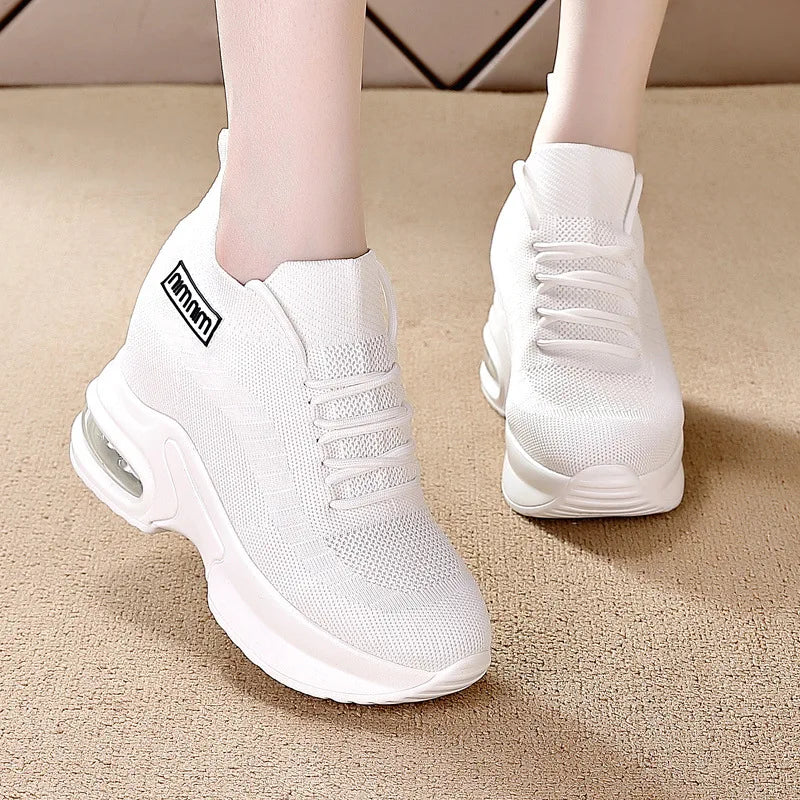 Super Thick Sole High Elevated Sneakers 2025 Summer New Breathable Mesh Women's Comfortable Shoes Casual Shoes for Women