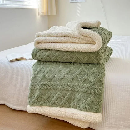 Soft Woolen Blanket - Warm Lamb Velvet Flannel Cover for Bedding Sofa and Office Use - ZOOMNSTORE