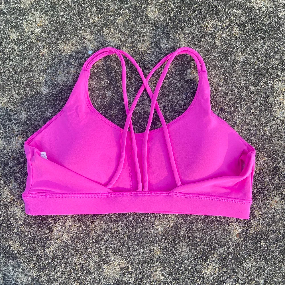 Women Fitness Bra - High Support Cross Back Sports Top With Chest Pad