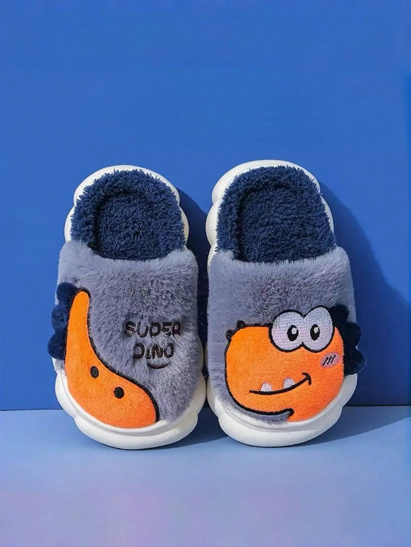 Children Dinosaur Slippers – Cozy Kids Winter Slippers with Thick Sole & Anti Slip