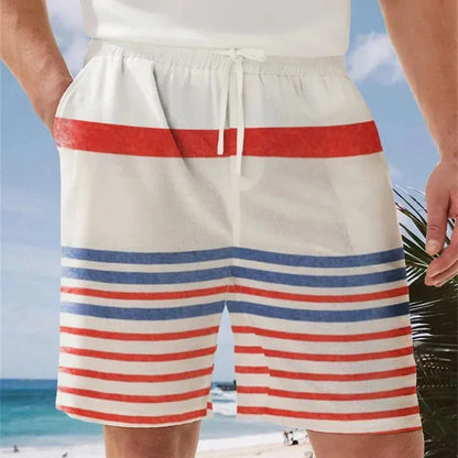 Summer Fashion Striped 3D Print Beach Shorts Swimwear Men's Oversized Surfing Board Pants Holiday Swimsuits Trunks Man Clothing