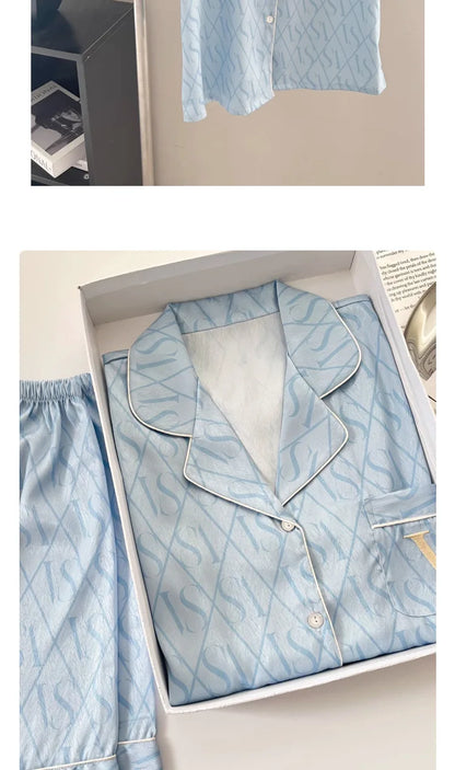 New Women's High-End Fresh Ins Style Pajamas, Women's Short-Sleeve and Shorts, Summer Thin French-Style Home Wear Summer Set