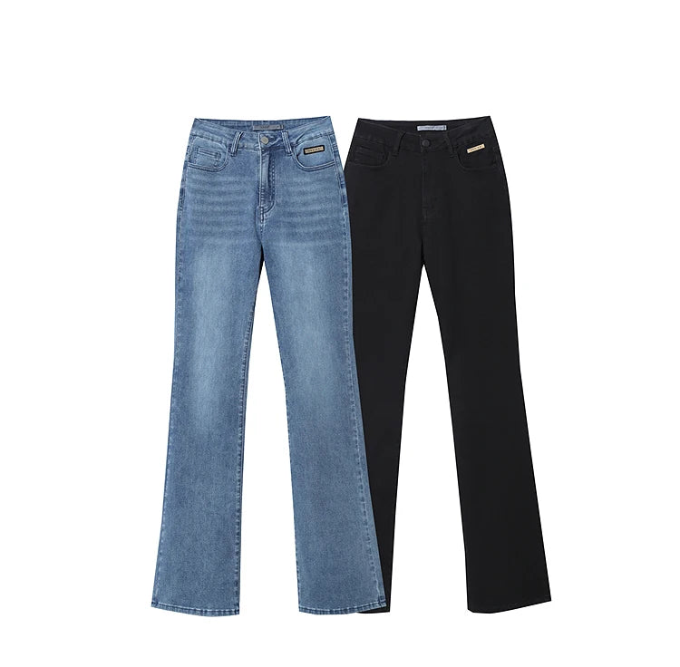 Amii Flared Jeans Autumn 2026 New Commuter Style Casual Versatile Women's Pants Solid Color Denim Trousers For Women 12621032