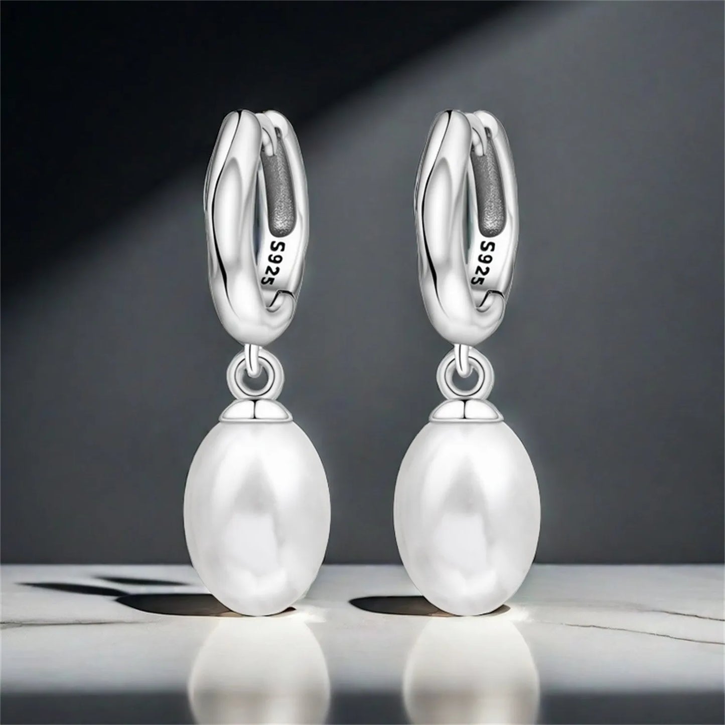 925 Sterling Silver Simple Pearl Earrings Jewelry Hoop Earrings Zircon Stud Earrings For Women Jewelry Fine Birthday Party Gifts