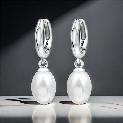 925 Sterling Silver Simple Pearl Earrings Jewelry Hoop Earrings Zircon Stud Earrings For Women Jewelry Fine Birthday Party Gifts