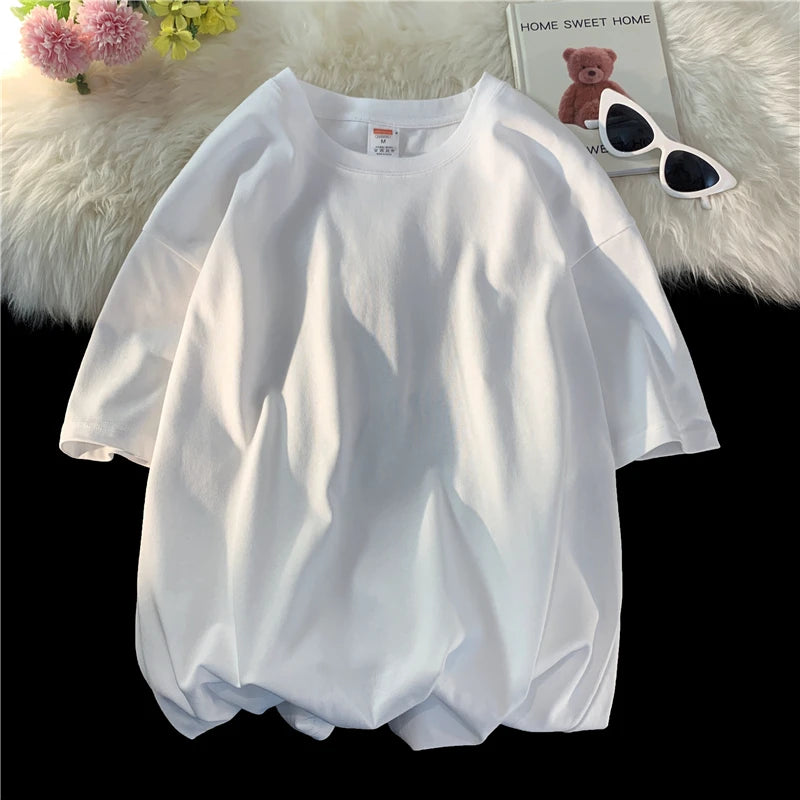 Oversized Summer Short Sleeve Men's T Shirt New Fashion Solid Loose O-Neck T Shirts Mens Cotton Hip Hop Streetwear Top Tees 5XL
