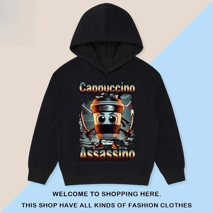 Kids Cartoon Hooded Sweatshirt - Classic Tung Tung Mountains and Seas Design - ZOOMNSTORE