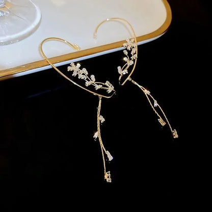 Silver Plated Metal Butterfly Ear Clips Without Piercing for Women Sparkling Zircon Ear Cuff Clip Earrings Wedding Jewelry