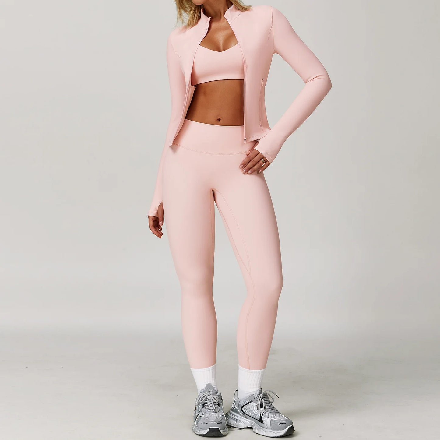 Women Yoga Sports Set - Running Fitness Outfit with Super Elastic, Breathable Gym Tracksuit