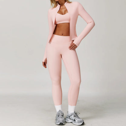 Women Yoga Sports Set - Running Fitness Outfit with Super Elastic, Breathable Gym Tracksuit