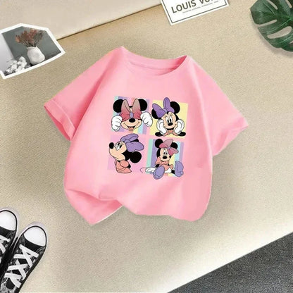 Disney Minnie kids' T-shirt, short-sleeve T-shirt with pure cotton cartoon print