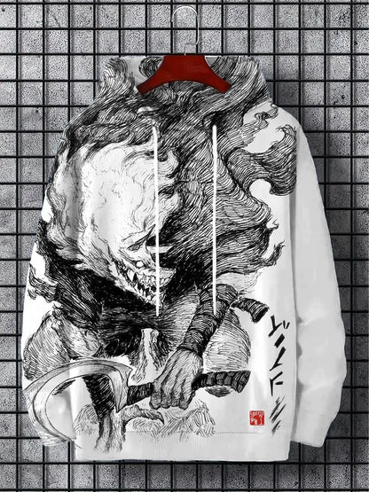 New Autumn And Winter Men's 3D Print Hoodies Japanese Harajuku Fashion Casual Sports Hooded Anime Beast Pattern Man Hoodie