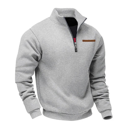 American autumn and winter heavy fleece long-sleeved men's sweater half zipper loose stand-up collar pullover men's sweater