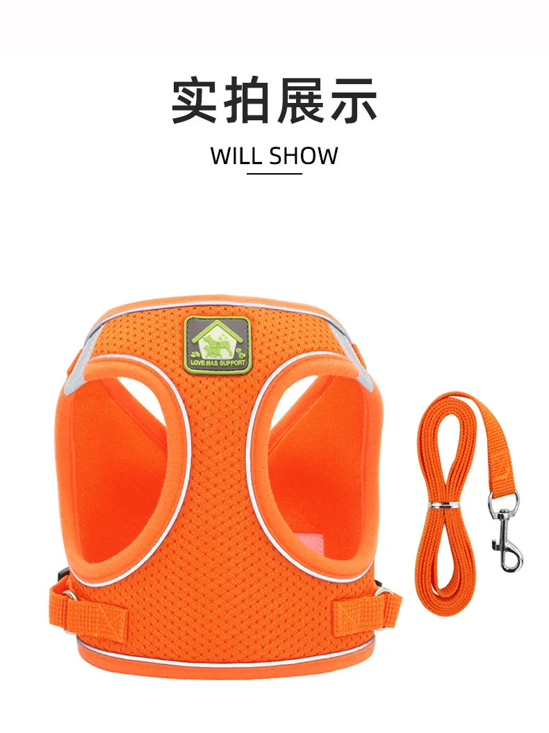Dog Harness Small Medium Sized Dog Vest Style Leash Reflective Puppy Summer Breathable Harnesses Pet Supplies Dog Collar Corgi