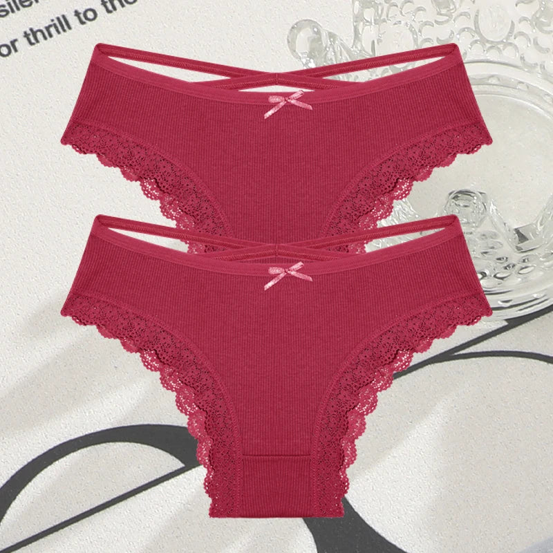 Cotton Panties Women - Sexy Lace Brazilian Briefs Low Waist Breathable Underwear