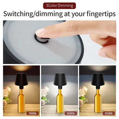 Wireless Wine Bottle Lamp - USB Rechargeable LED Table Light with Touch Control for Bar and Cafe Decor - ZOOMNSTORE