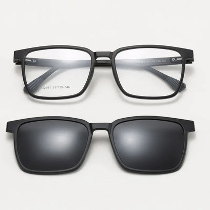Magnetic Clip-On Glasses – Polarized Prescription Sunglasses with TR90 Frame for Men Women