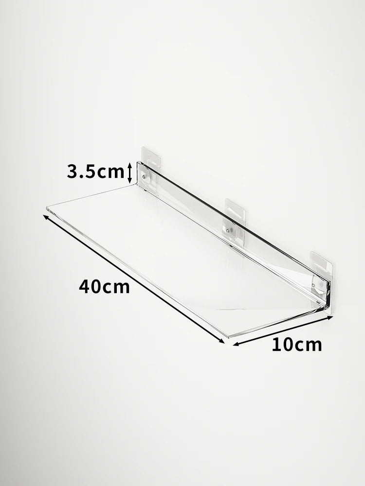 Acrylic Wall Storage Rack - No Drill Bathroom  Kitchen Organizer with Strong Adhesive