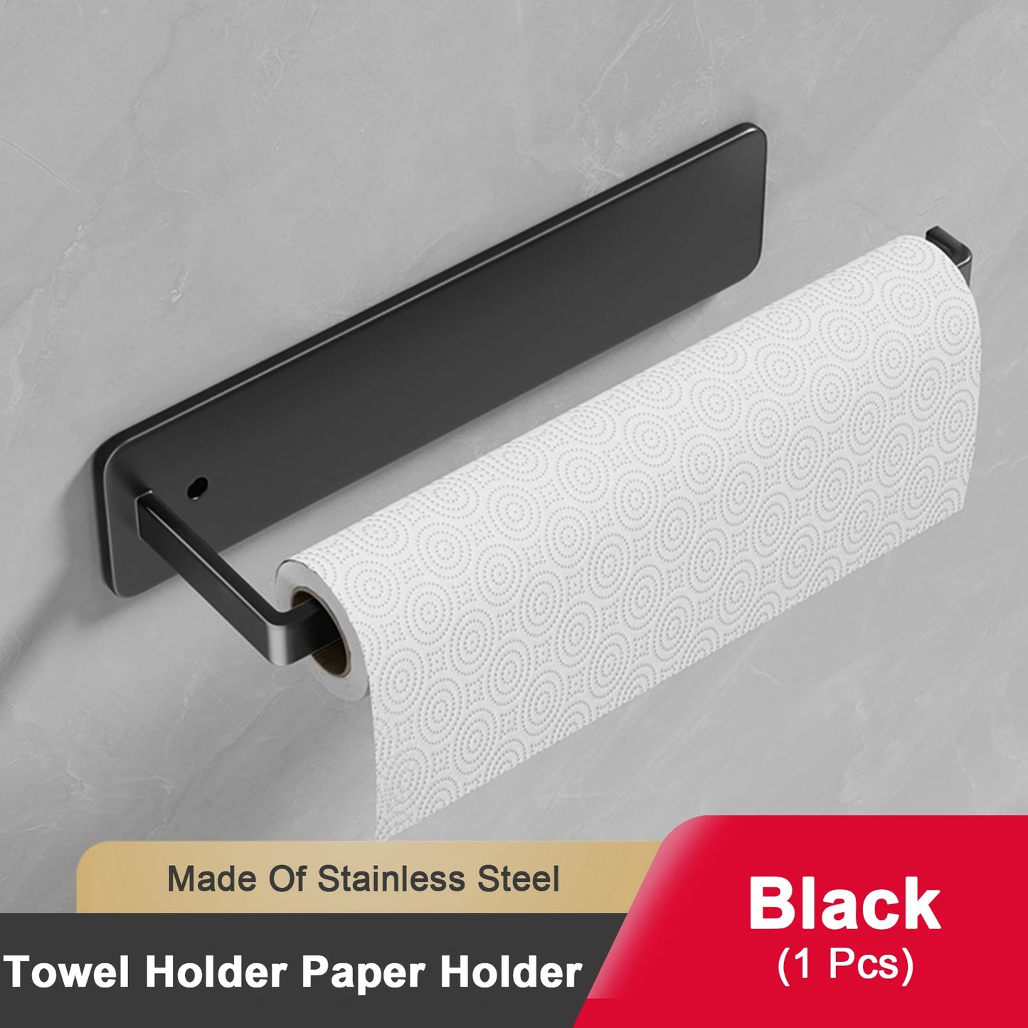 Paper Towel Holder - Adhesive Tissue Hanger & Toilet Paper Dispenser | Kitchen Towel Rack