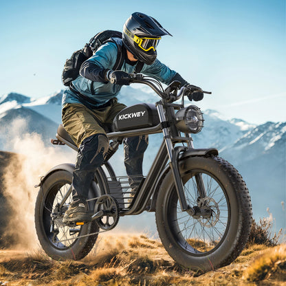 KICKWEY K7 Electric Bike, 3000W Off-Road Electric Bicycle, Full Suspension E-Bike, 20" Fat Tire All-Terrain Electric Dirt Bike