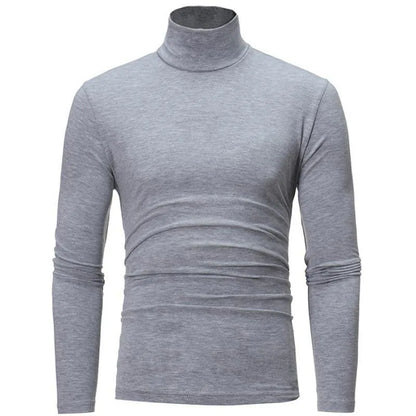Autumn  Winter Men's High Neck T-shirt Slim Fit Fashion High Elastic Long Sleeve Casual Breathable Apparel Pullover