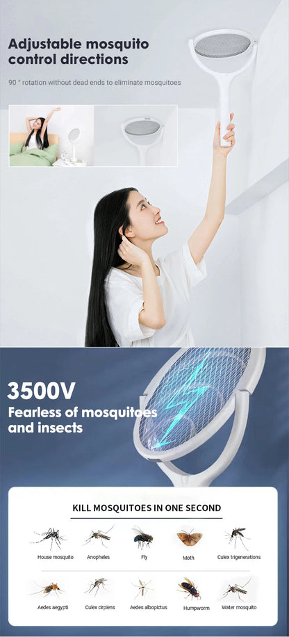 3500V 5 in1 Mosquito Killer Lamp Multicunctional Angle Adjustable Bug Zapper Electric USB Rechargeable Mosquito Fly Bat Swatter