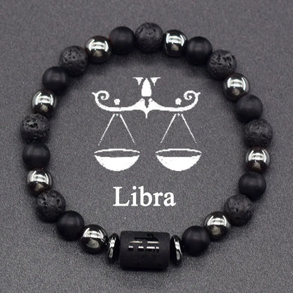 12 Zodiac Constellation Signs Bracelets for Men Women Real Natural Tiger Eye Stone Bead Bracelet Leo Taurus Charm Couple Jewelry