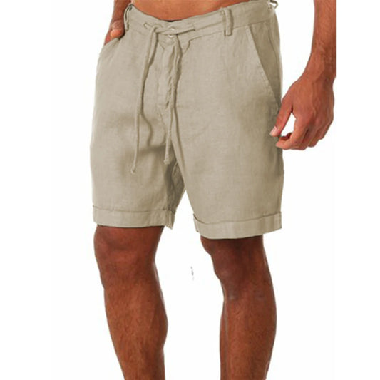 Men's Linen Shorts - Breathable Cotton Linen Pants With Drawstring Waist, Solid Color