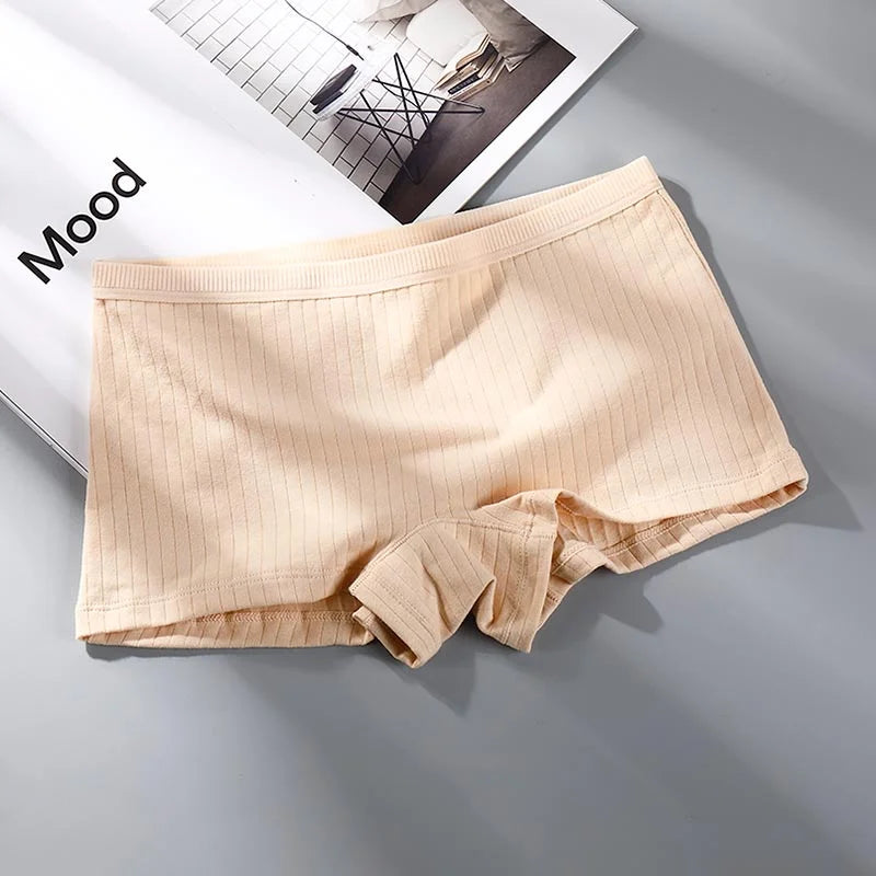 Women Pure Cotton Flat Angle Underwear with High Waist and Tight Belly Thread, Antibacterial Cotton Pants Four Corner Panties