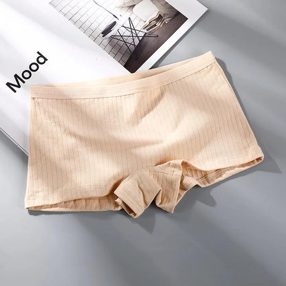 Women Pure Cotton Flat Angle Underwear with High Waist and Tight Belly Thread, Antibacterial Cotton Pants Four Corner Panties