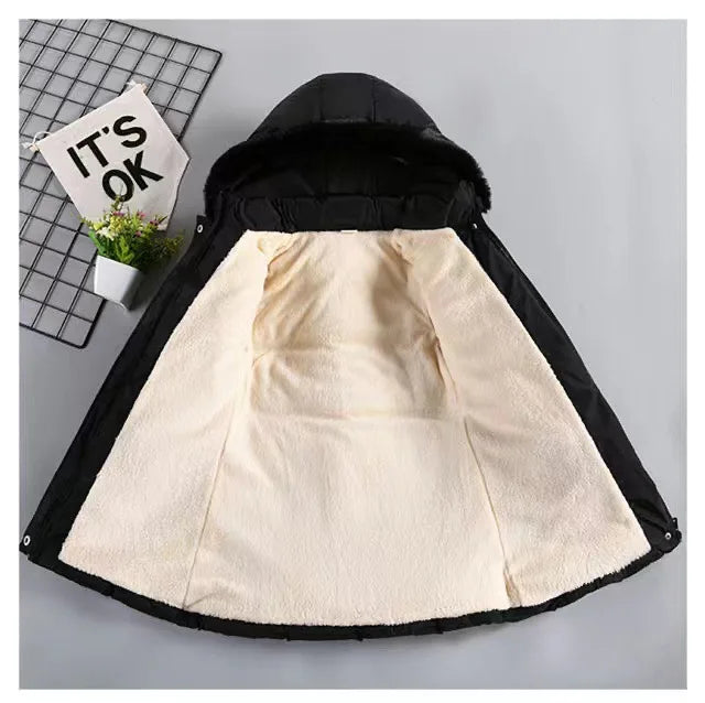 Winter Girls Jacket - Heavyweight Kids Coat With Detachable Hood & Plush Collar