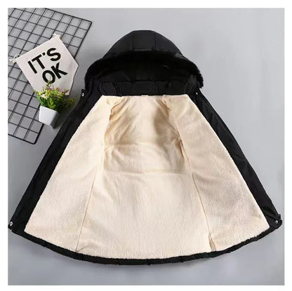Winter Girls Jacket - Heavyweight Kids Coat With Detachable Hood & Plush Collar