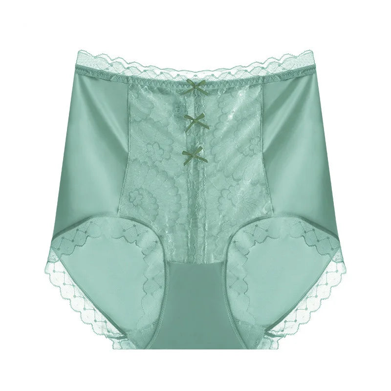 High Waist Lace Women Panties Ice Silk Thin Elastic Briefs Lingerie Seamless Luxury Breathable Underwear Butt Lifting Underpants