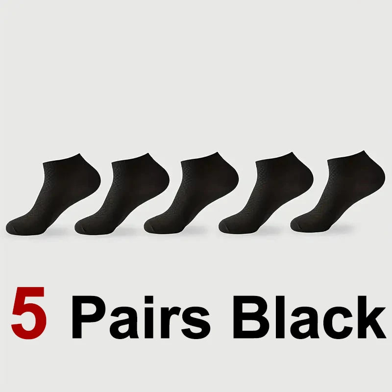 1/5 Pairs Men Bamboo Fiber Business Ankle Socks Spring Summer Lightweight Breathable Odor Proof Sweat Absorbing Leisure Socks