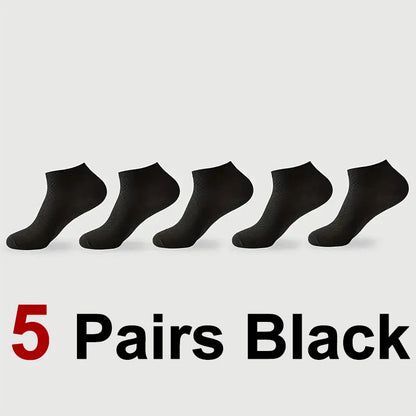 1/5 Pairs Men Bamboo Fiber Business Ankle Socks Spring Summer Lightweight Breathable Odor Proof Sweat Absorbing Leisure Socks
