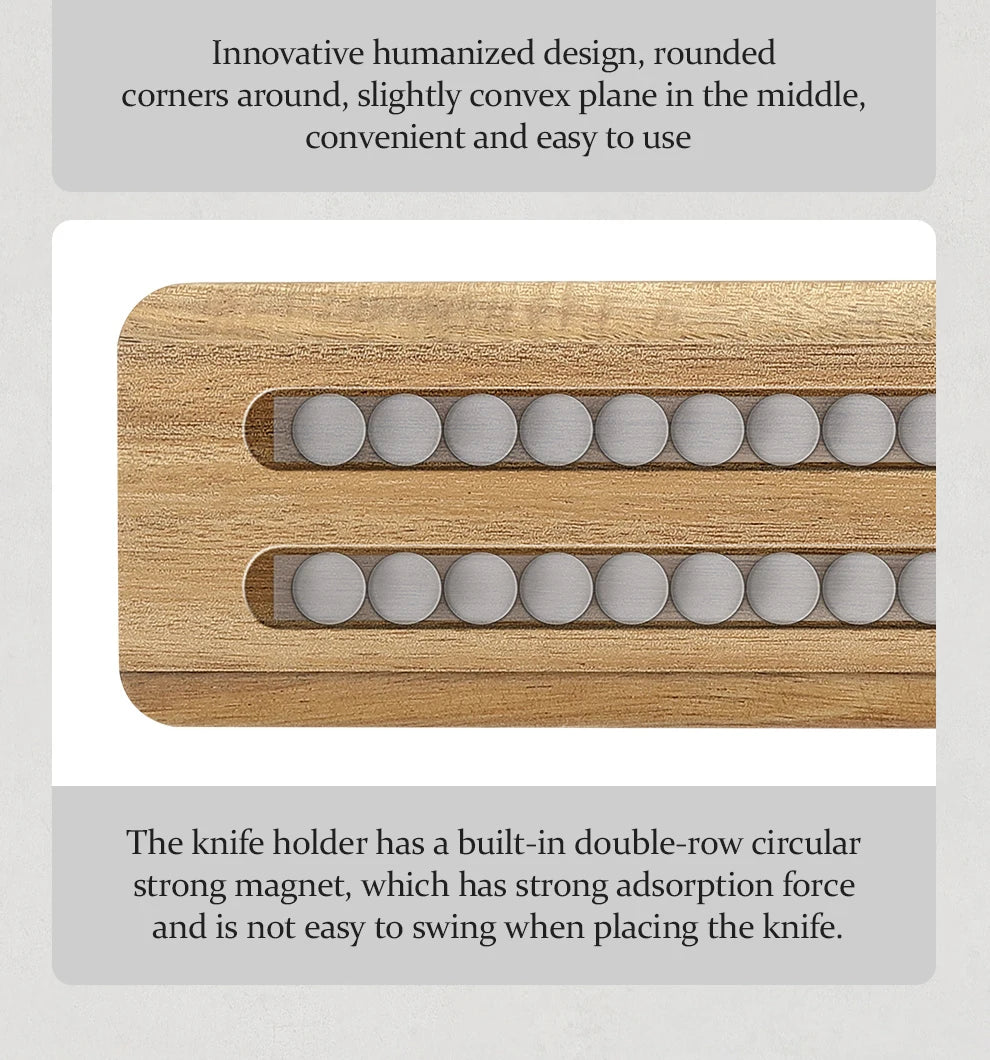 Magnetic Knife Holder – Walnut Wood Wall Knife Rack (No Knives)