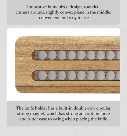 Magnetic Knife Holder – Walnut Wood Wall Knife Rack (No Knives)