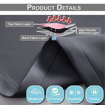 Blackout Door Curtains | Thermal Insulated Eyelet Curtain Panel - Privacy & Noise Reducing