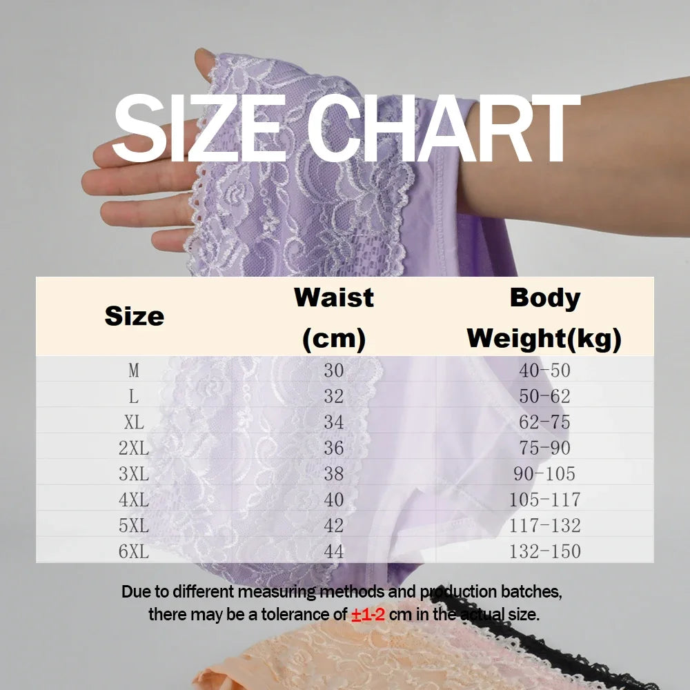 3Pcs Women's Panties Lace Triangle Panties Woman High Waist Plus Fat Plus Size Soft Comfortable and Breathable Female Underwear